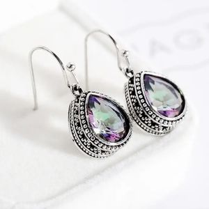 Vintage Jewel Water Drop Silver Plated Earings